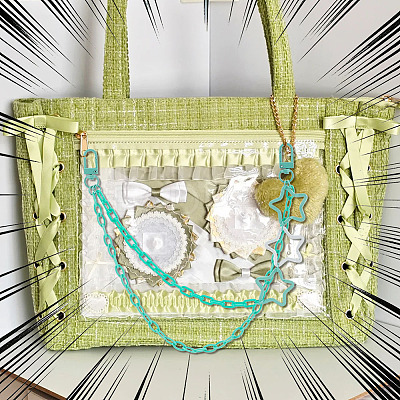 ABS Plastic Cable Chain with Acrylic Paperclip Chains Bag Decorative Chains HJEW-OC00408-1