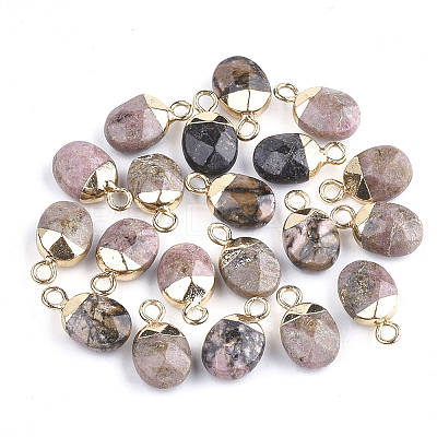 Electroplate Natural Rhodonite Charms X-G-S344-09B-1