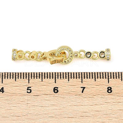 Brass Micro Pave Clear Cubic Zirconia Fold Over Clasps KK-H202-19G-1
