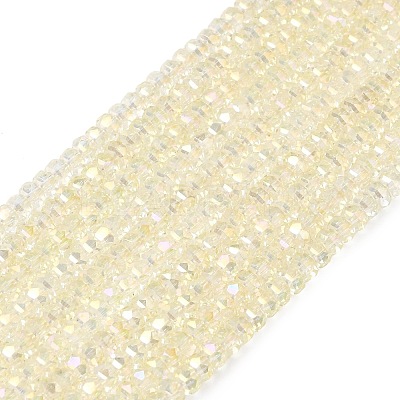 Electroplate Glass Beads Strands GLAA-Q105-03-04-1