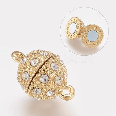 Alloy Rhinestone Magnetic Clasps with Loops RB-H116-3-G-1-1