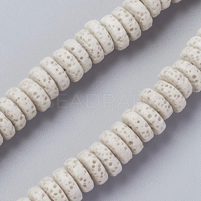 Natural Lava Rock Beads Strands, Dyed, Flat Round/Disc, Mixed Color,  8~8.5x3~4mm, Hole: 2mm, about 62 pcs/Strand, 7.87 inch(20 cm)