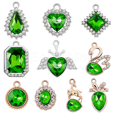40Pcs 10 Style UV Plating Alloy Pendants ALRI-GA0001-07B-1