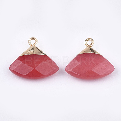 Electroplate Natural White Jade Pendants G-T112-04G-1