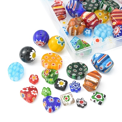 60Pcs 6 Style Handmade Millefiori Glass Beads LAMP-FS0001-07-1