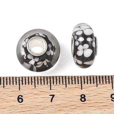 Lampwork & Brass Core European Beads LAMP-P019-01P-08-1