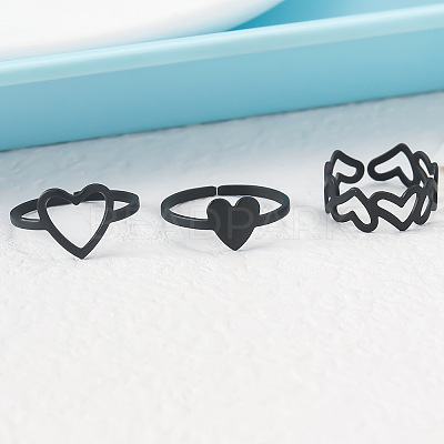 3Pcs 3 Styles Heart Iron Cuff Toe Rings Sets FS-WG0D8D1-01-1