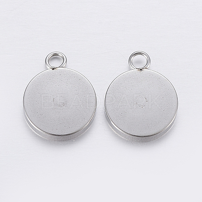 Tarnish Resistant 201 Stainless Steel Pendant Cabochon Settings STAS-P198-17-12mm-1