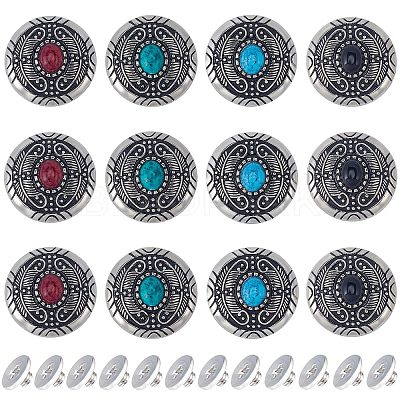 12Pcs 4 Colors 1-Hole Alloy & Cat eye Turquoise Decorative Rivets FIND-GF0004-52-1