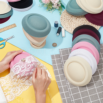 6Pcs 6 Colors Cloth Flat Round Fascinator Hat Base for Millinery AJEW-NB0005-57-1