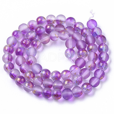 Frosted Spray Painted Glass Beads Strands GLAA-N035-03B-C05-1