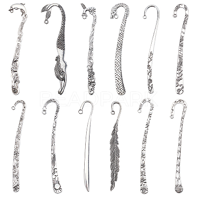 12Pcs 12 Styles Tibetan Style Alloy Bookmarks PALLOY-SC0003-81-1