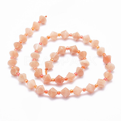 Natural Peach Moonstone Beads Strands G-E569-C14-1