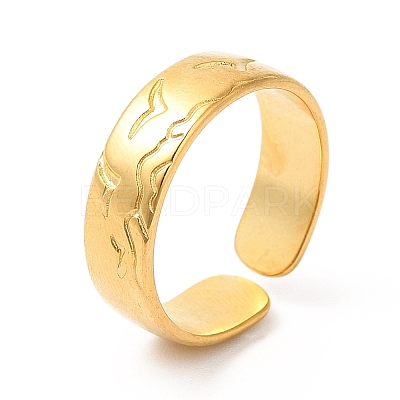 Ion Plating(IP) 304 Stainless Steel Common Gull Open Cuff Ring for Women RJEW-E063-14G-1
