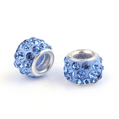 Polymer Clay Rhinestone European Beads CPDL-S007-09-1