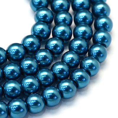 Baking Paint Pearlized Glass Pearl Round Bead Strands X-HY-Q330-8mm-06-1