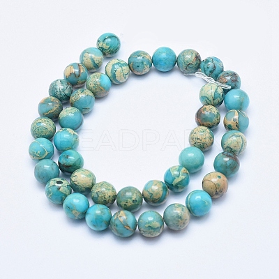 Natural Aqua Terra Jasper Beads Strands G-E444-14A-10mm-1