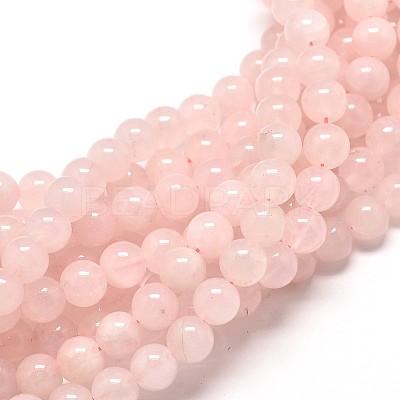Natural Rose Quartz Round Beads Strands G-P072-05-8mm-1