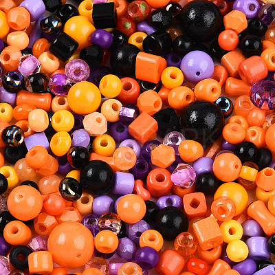 Halloween Theme Glass Seed Beads X-SEED-N007-13J-1