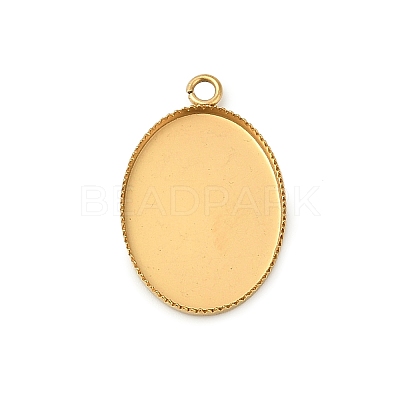 Ion Plating(IP) 304 Stainless Steel Pendant Cabochon Settings X-STAS-WH0055-02B-G-1