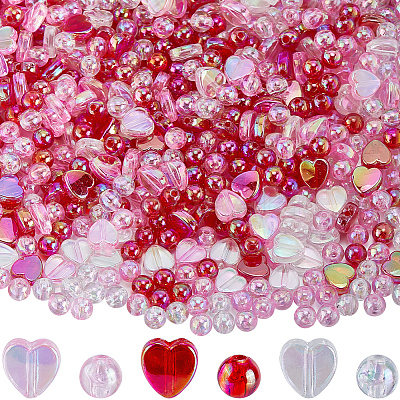 1650Pcs Valentine's Day Transparent Acrylic Beads SACR-SP0001-11-1
