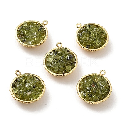 Natural Peridot Chip Pendants KK-C242-05G-07-1