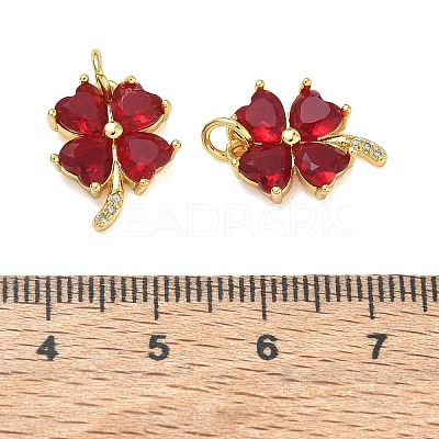 Brass Micro Pave Cubic Zirconia with Glass Pendants CU-CBA6E4E-11G-1