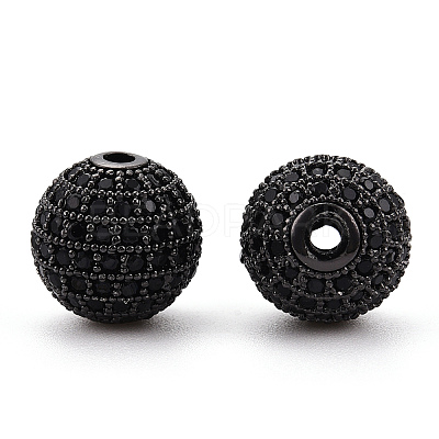 Brass Micro Pave Cubic Zirconia Beads ZIRC-Q013-12mm-143B-1