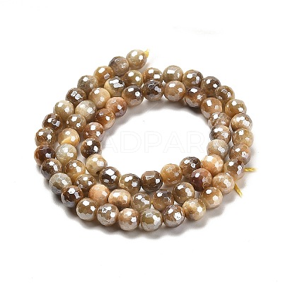 Electroplated Natural Tiger Eye Round Beads Strands G-L598-A04-01-1