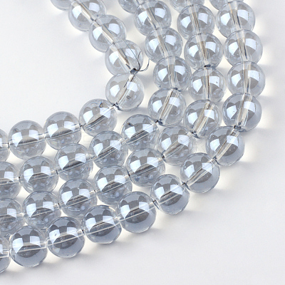 Electroplate Glass Beads Strands X-EGLA-Q062-8mm-A07-1