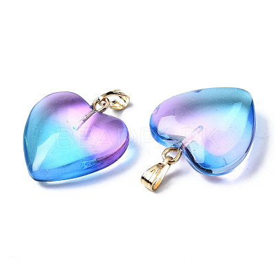 Two Tone Spray Painted Glass Pendants X-GLAA-N035-016-C02-1