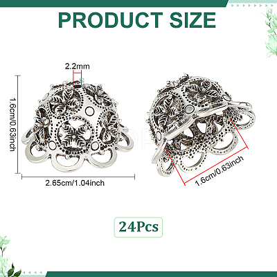 24Pcs Tibetan Style Alloy Bead Caps TIBE-PH0002-63AS-1