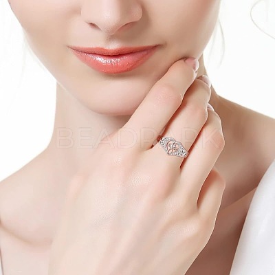 925 Sterling Silver Micro Pave Clear Cubic Zirconia Finger Rings for Women FS-WG35926-03-1