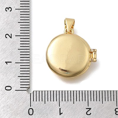 Valentine's Day Brass Flat Round with Heart Locket Pendants KK-D431-035F-G-1