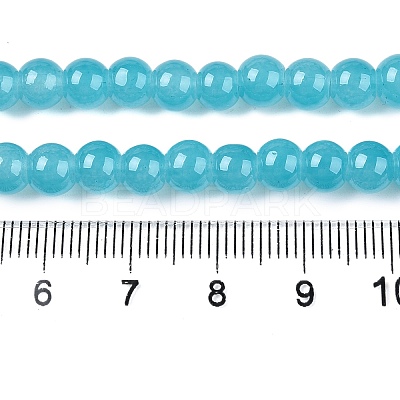 Baking Paint Imitation Jade Glass Round Bead Strands X-DGLA-Q021-6mm-07-1