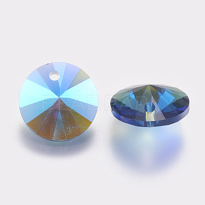Faceted Glass Rhinestone Charms X-RGLA-F049-8mm-206PS-1