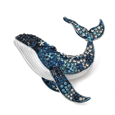 Whale Alloy Rhinestone Lapel Pin Brooches AL-CBAF606-04P-01-1