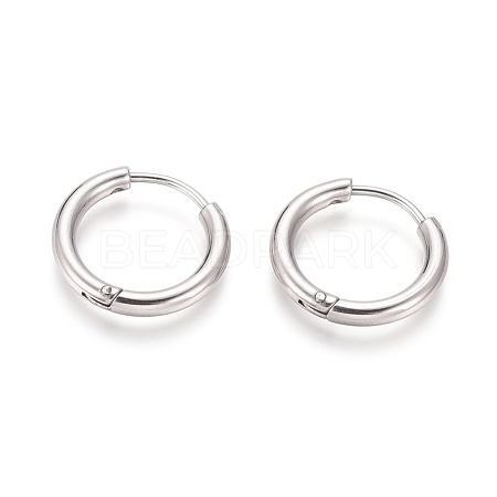 Tarnish Resistant 304 Stainless Steel Huggie Hoop Earrings EJEW-F111B-17mm-P-1