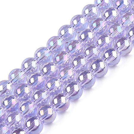 Electroplate Transparent Glass Beads Strands GLAA-T032-T6mm-AB01-1