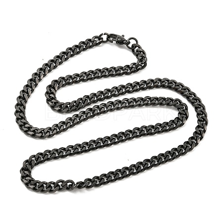 201 Stainless Steel Curb Chain Necklaces NJEW-Q336-10A-EB-1
