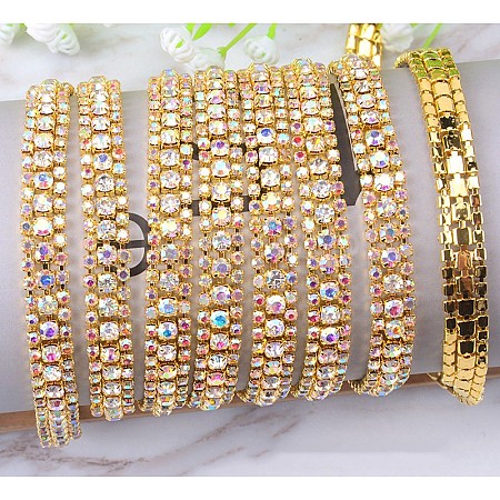 Brass Rhinestone Strass Chains CHC-WH0001-06G-1