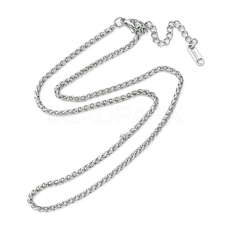 304 Stainless Steel Wheat Chain Necklace for Men Women NJEW-YW0001-17-1