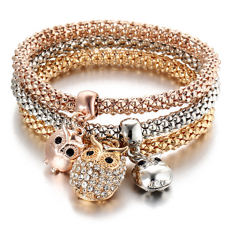 3Pcs Alloy Rhinestone Charm Bangle Set FS-WG4938A-11-1