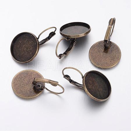 Antique Bronze Brass Leverback Earring Findings Fit for Cabochons X-KK-G035-AB-1