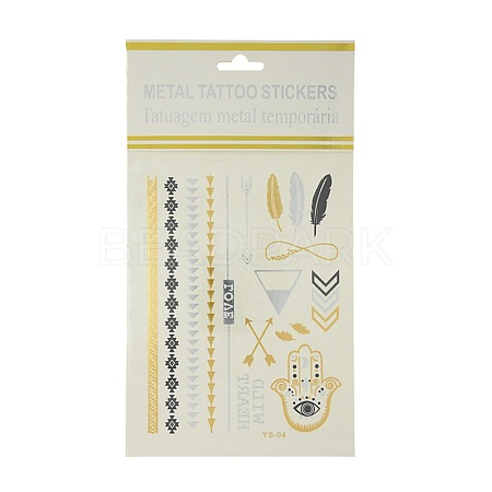Cool Body Art Removable Mixed Shapes Fake Temporary Tattoos Metallic Paper Stickers AJEW-O007-24-1