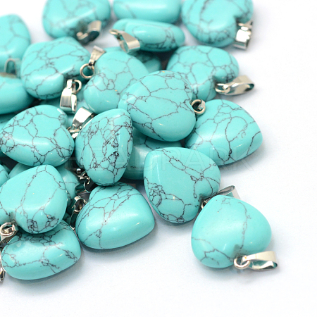 Heart Dyed Synthetic Turquoise Pendants X-G-Q371-09-1
