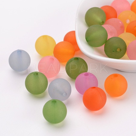 Transparent Frosted Acrylic Round Beads Mix X-PL720M-1