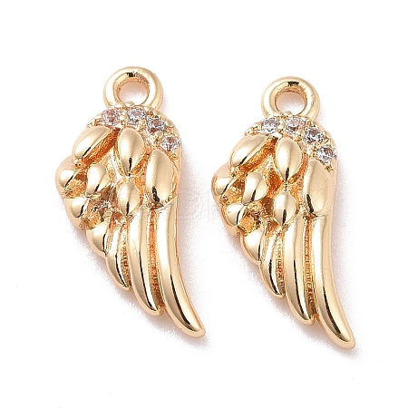 Brass Micro Pave Clear Cubic Zirconia Charms X-KK-G418-12G-1