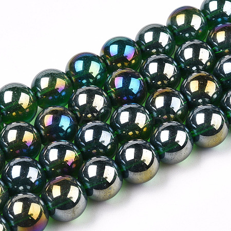 Electroplate Transparent Glass Beads Strands GLAA-T032-T10mm-AB22-1