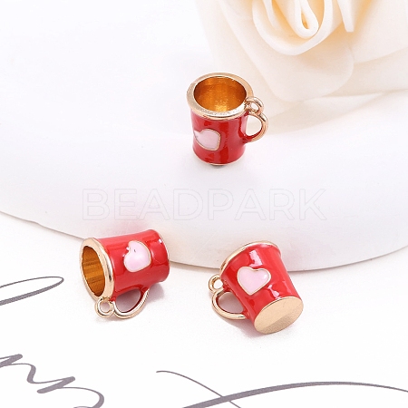 Alloy Enamel Mug Cup with Heart Miniature Ornaments LS-PW-WG9EB43-07-1